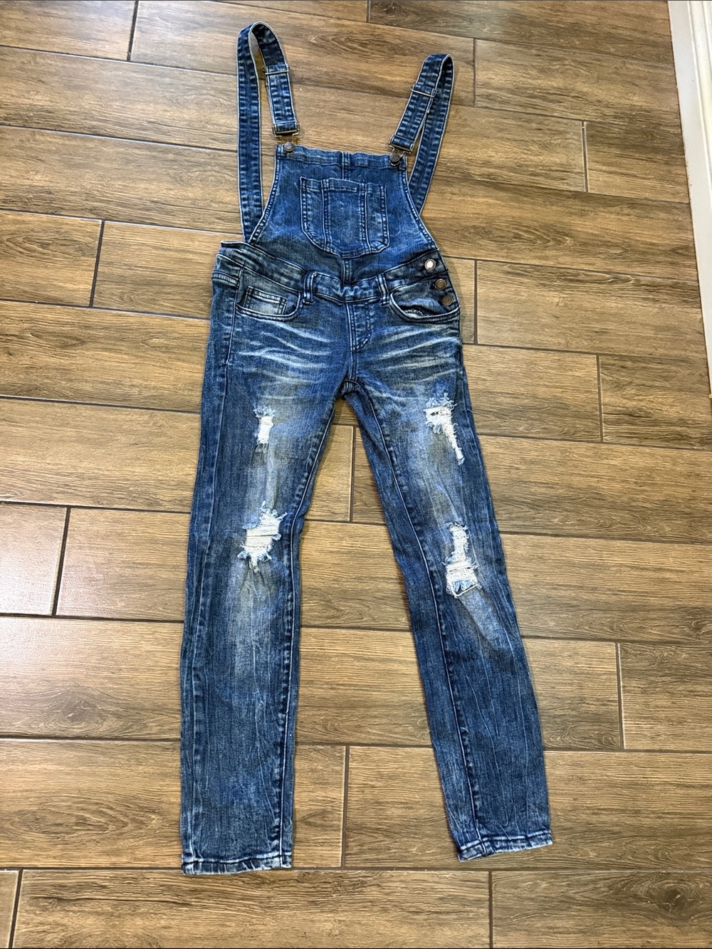 Machine Nouvelle Mode Womens Denim Overall Jeans Size Small Factory Destroyed